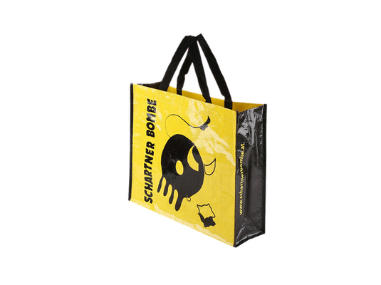 पुन: प्रयोज्य पीपी बुना बैग, कपड़ा पैकेजिंग बैग पीला काला पॉलीप्रोपाइलीन