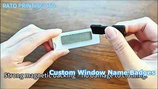 विंडो के साथ कस्टम ऐक्रेलिक नाम बैज | चुंबकीय समर्थन | कस्टम नाम बैज