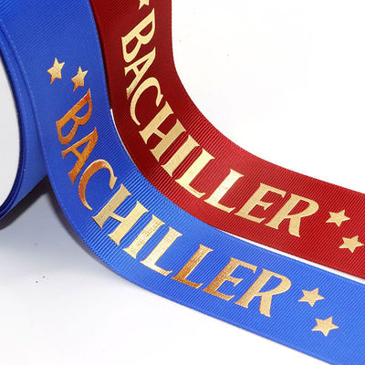 अच्छी कीमत गोल्ड फ़ॉइल लोगो के साथ कस्टम ग्रोसग्रेन रिबन - उपहार बक्से और परिधान ब्रांडिंग के लिए आदर्श ऑनलाइन