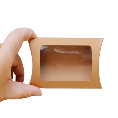 अच्छी कीमत खिड़की के साथ कस्टम मुद्रित क्राफ्ट पेपर तकिया बक्से उपहार और खुदरा के लिए पर्यावरण के अनुकूल पैकेजिंग ऑनलाइन